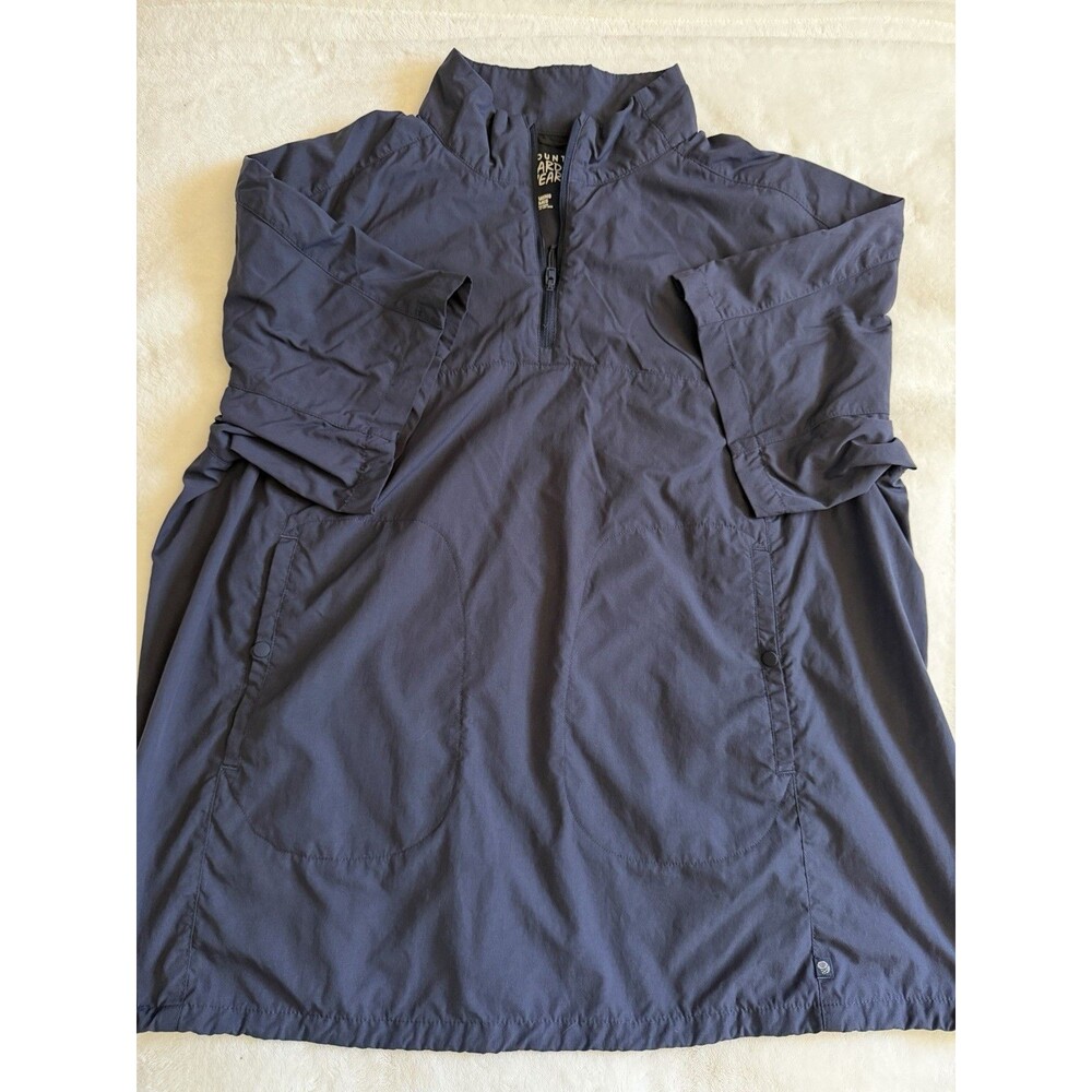 Mountain Hardwear Blue Half-Zip Nylon Windbreaker Jacket Pockets Stand-Up XL